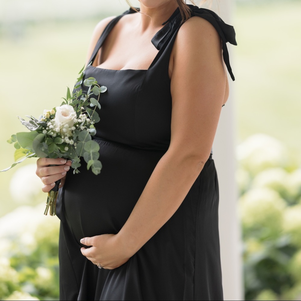 Show Me Your MuMu Claire Midi Bridesmaid Dress Black Luxe Satin XXL